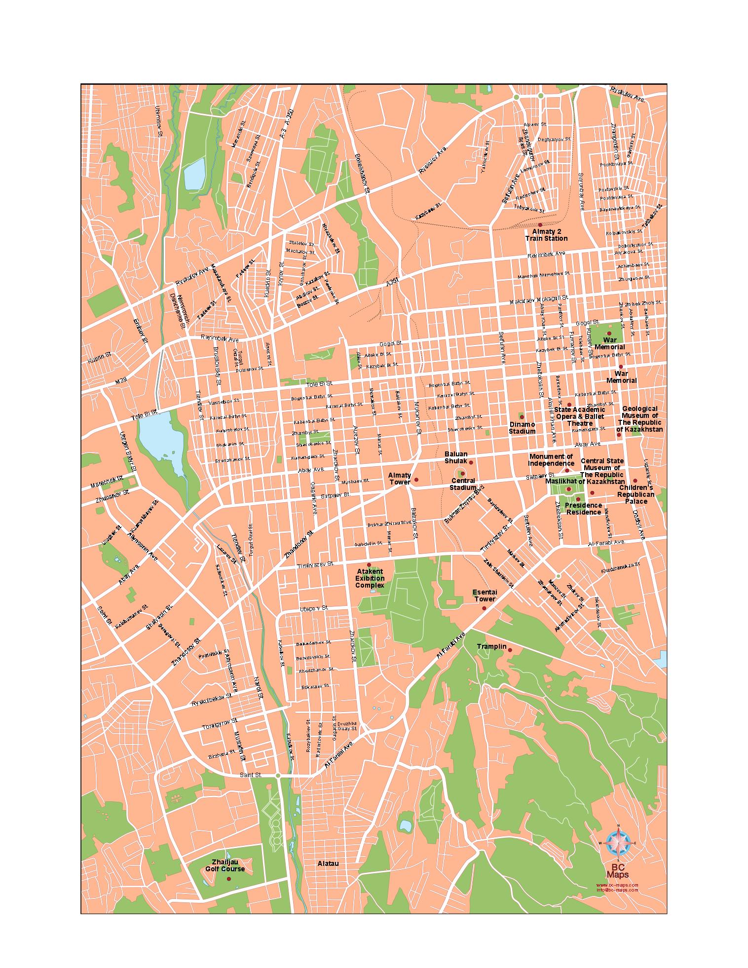 Almaty Mapa Vectorial Editable Eps Freehand Illustrator Mapas